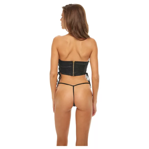 Bombshell - corsetto e tanga leopardato - nero