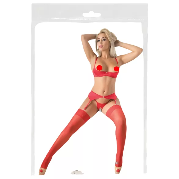 Cottelli - Calze autoreggenti in pizzo - rosso - 3/M-L