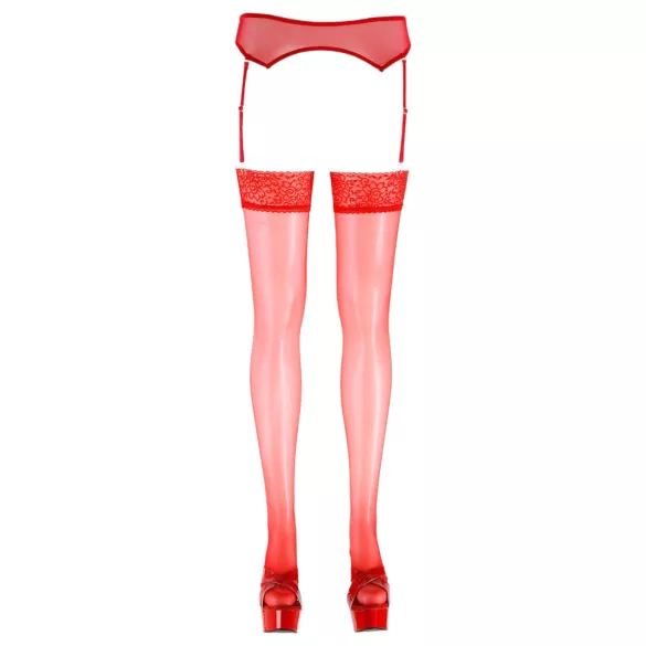 Cottelli - Calze autoreggenti in pizzo - rosso - 3/M-L