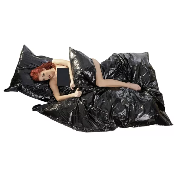 Vinyl - lenzuolo impermeabile per sesso - nero 135x200 cm