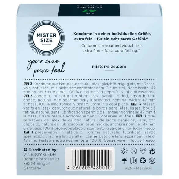 Mister Size - preservativo sottile - 47mm - confezione da 3
