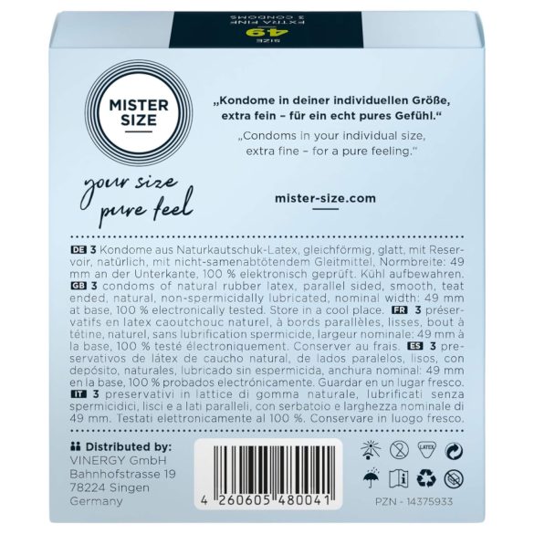 Mister Size - preservativo sottile - 49mm - 3 pezzi
