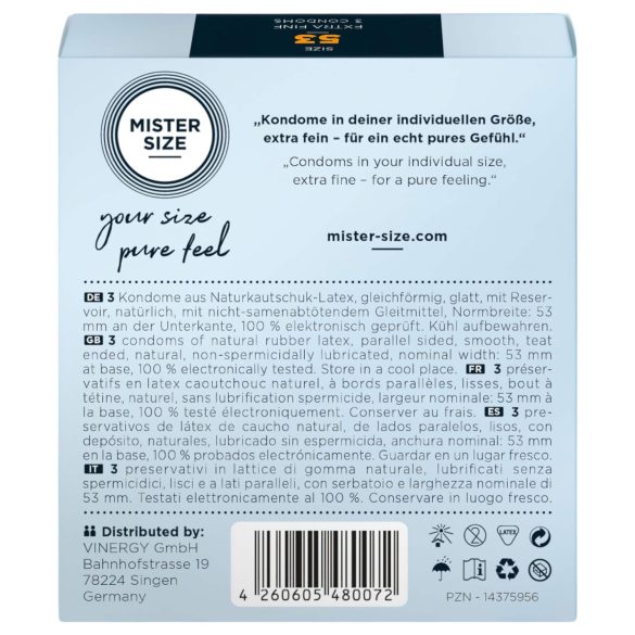 Mister Size - preservativo sottile - 53mm - confezione 3 pezzi