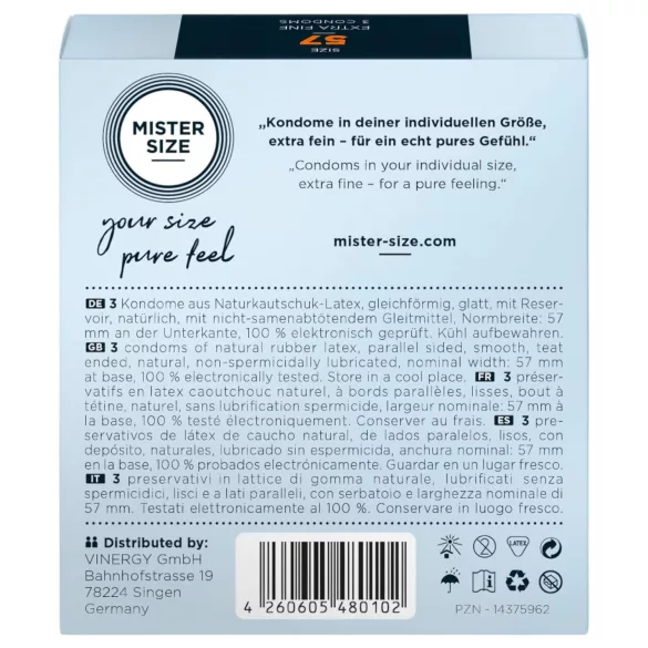 Mister Size - preservativo ultrasottile - 57mm - confezione da 3