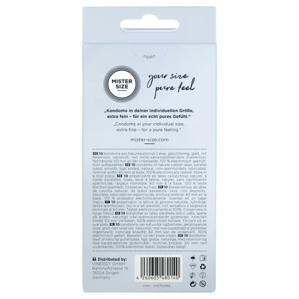 Mister Size - preservativo sottile - 60 mm - confezione da 10 pezzi