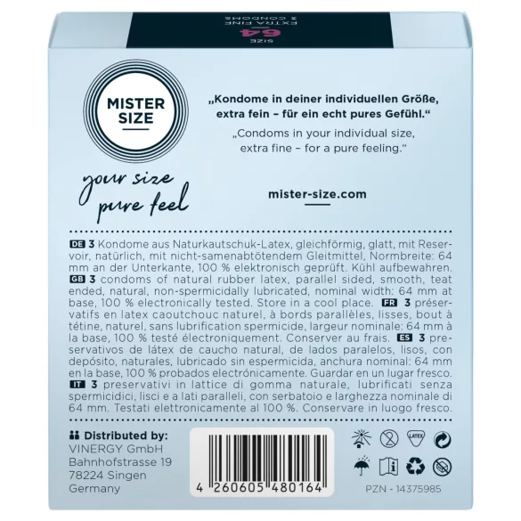Mister Size - preservativo sottile - 64mm - confezione da 3 pezzi