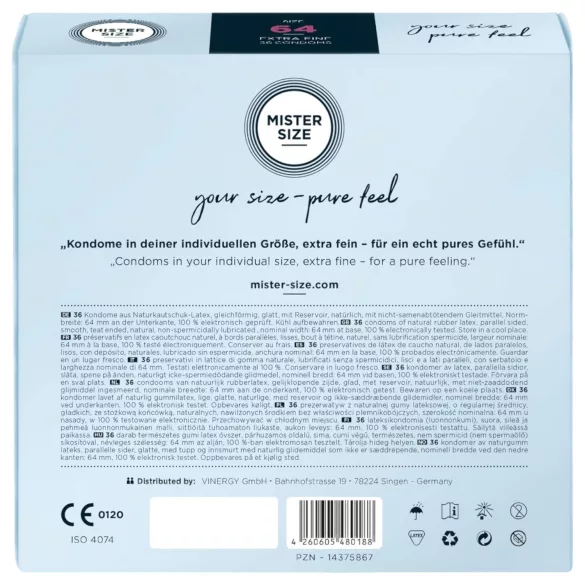 Mister Size - preservativo sottile - 64mm - confezione da 36 pezzi