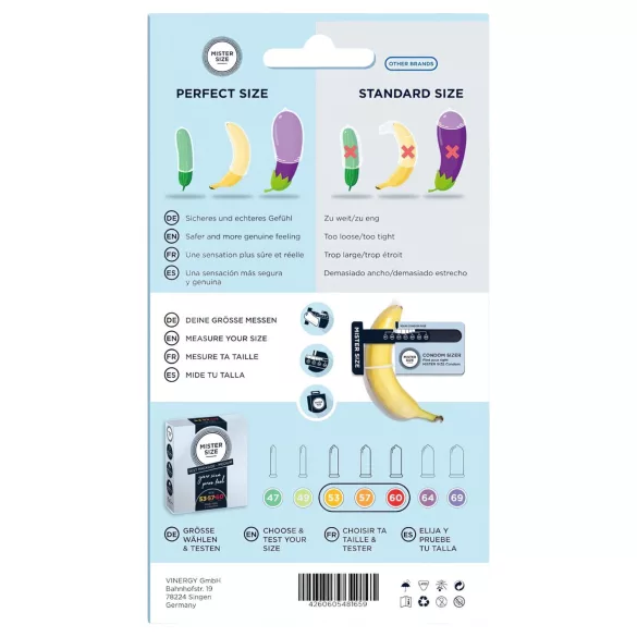 Mister Size - preservativi tester con misuratore pene - 3 pezzi