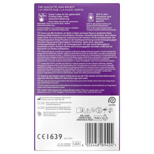 Durex Love Mix - preservativi assortiti - confezione da 18 pezzi