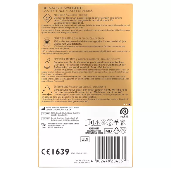 Durex Hautnah - preservativi senza lattice - confezione da 16