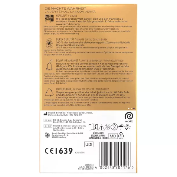 Durex Hautnah - preservativi extra lubrificati - confezione 10 pezzi