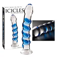   Icicles No. 5 - dildo anale a spirale in vetro - trasparente blu