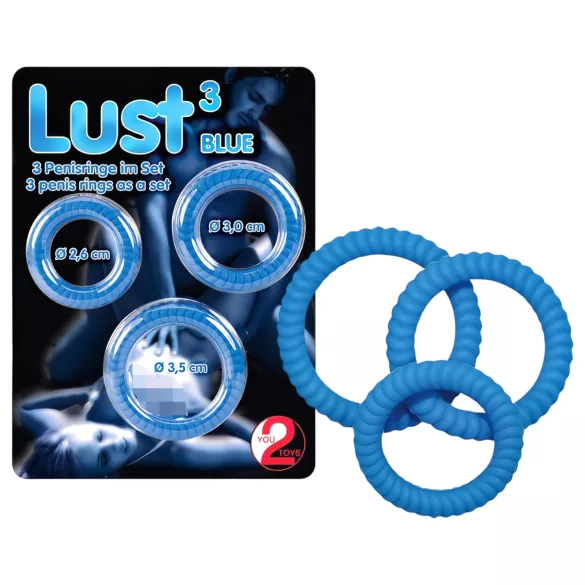You2Toys - anello fallico triplo - silicone blu