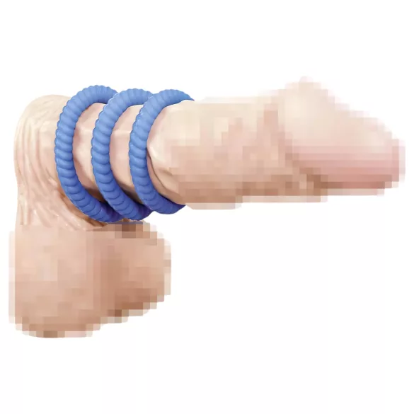 You2Toys - anello fallico triplo - silicone blu