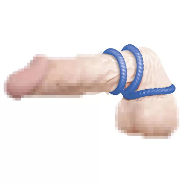 You2Toys - anello fallico triplo - silicone blu