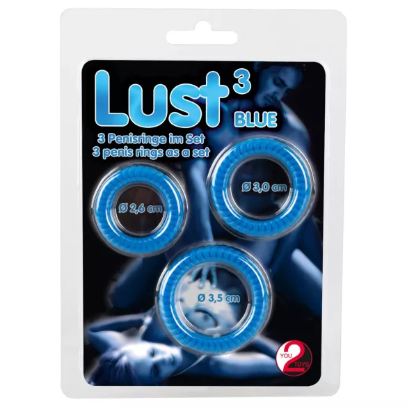 You2Toys - anello fallico triplo - silicone blu