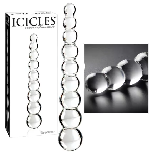 Icicles No. 2 - dildo in vetro con sfere - trasparente