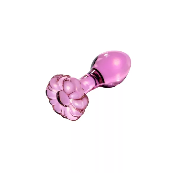 Icicles n. 48 - plug anale in vetro con fiore (rosa)