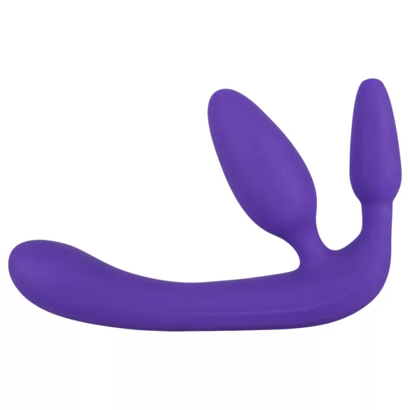 Tripla - dildo strap-on senza cintura - triplo stimolo - silicone viola