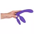 Tripla - dildo strap-on senza cintura - triplo stimolo - silicone viola