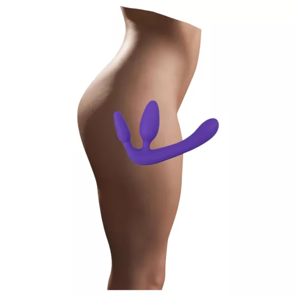 Tripla - dildo strap-on senza cintura - triplo stimolo - silicone viola