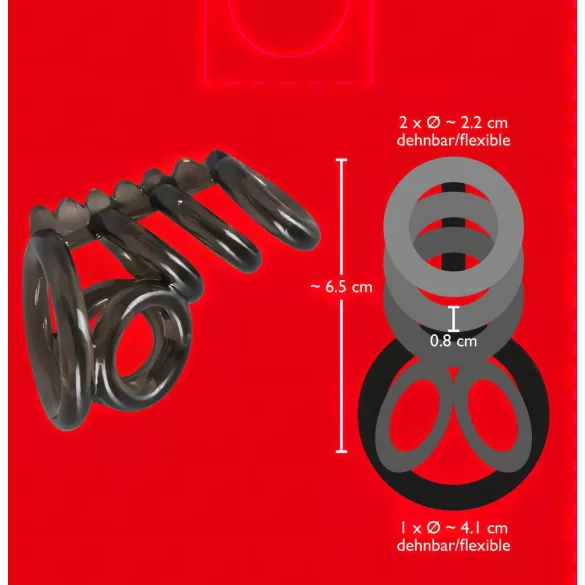 Bad Kitty - anello fallico e testicolare con punte stimolanti