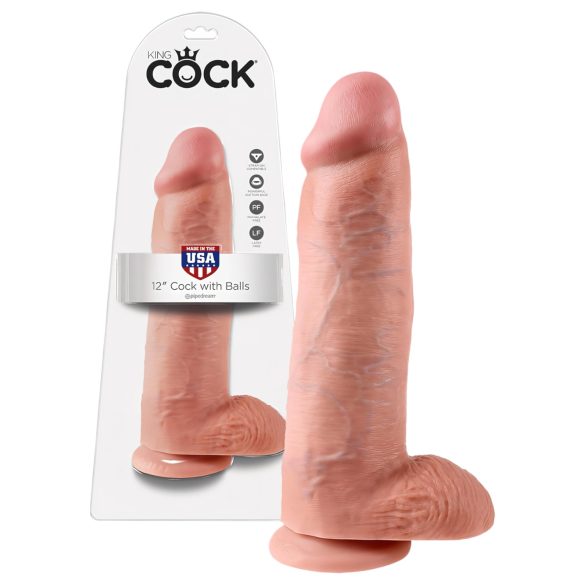 King Cock 12 dildo grande con testicoli (30 cm) - naturale