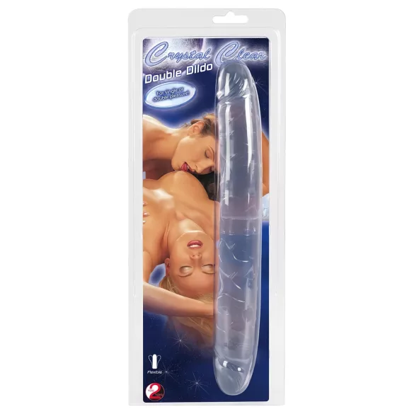 Kristály - doppio dildo - vetro trasparente 34cm