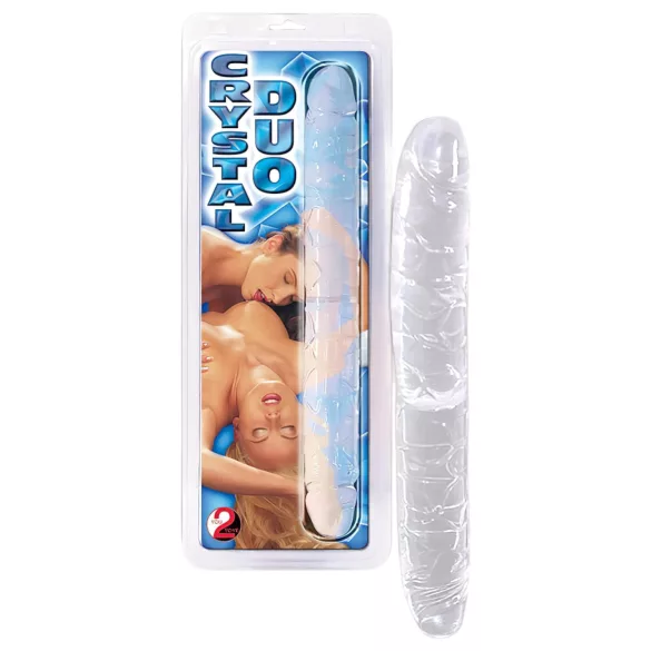 Kristály - doppio dildo - vetro trasparente 34cm