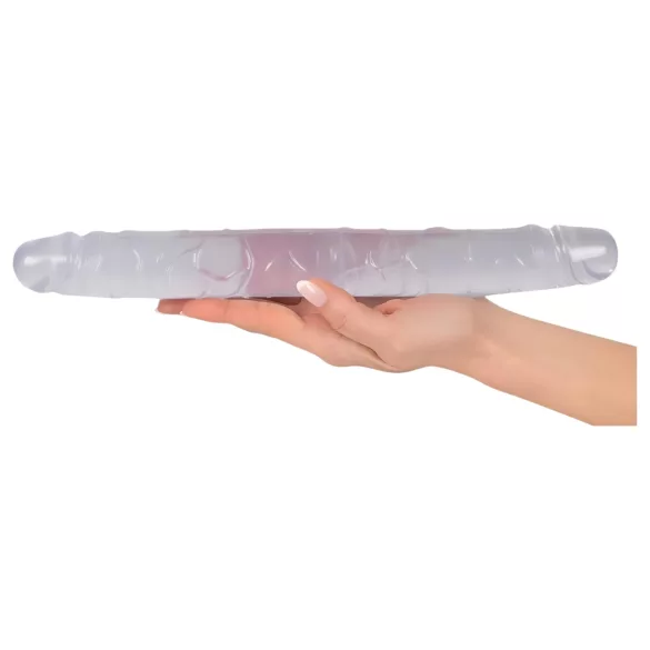Kristály - doppio dildo - vetro trasparente 34cm
