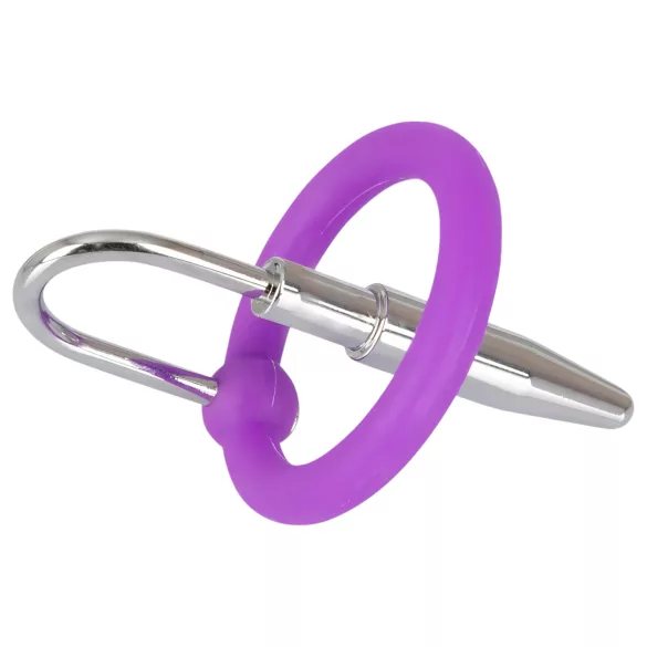 Plug penieno - anello in silicone per glande con dilatatore conico (viola-argento)