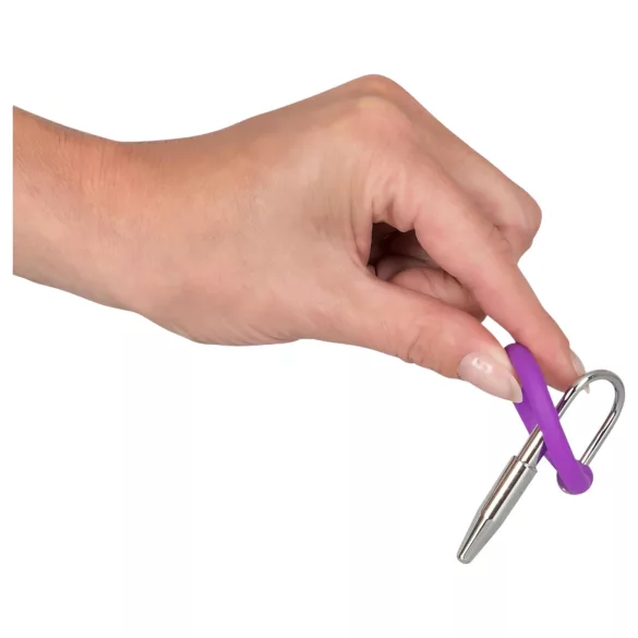 Plug penieno - anello in silicone per glande con dilatatore conico (viola-argento)