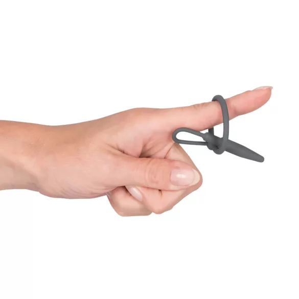 Penisplug - anello pene in silicone con dilatatore conico - grigio