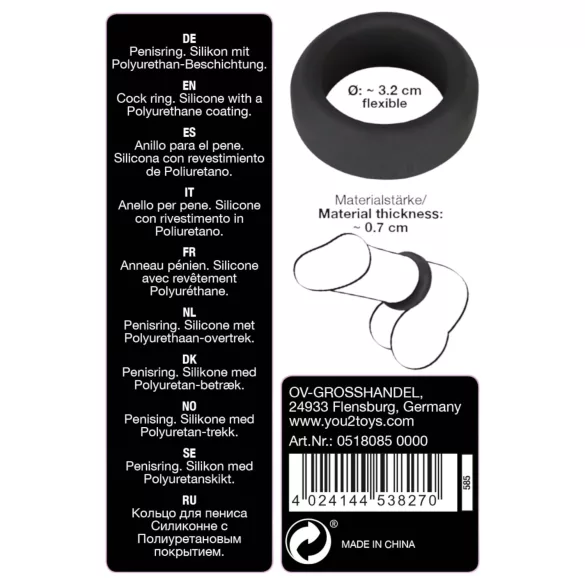 Black Velvets - anello fallico spesso 3,2 cm - nero