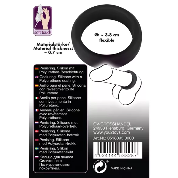 Black Velvets - anello fallico spesso - silicone nero 3,8 cm