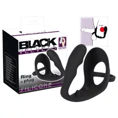   Black Velvets - dildo anale con anello pene e testicoli - silicone nero