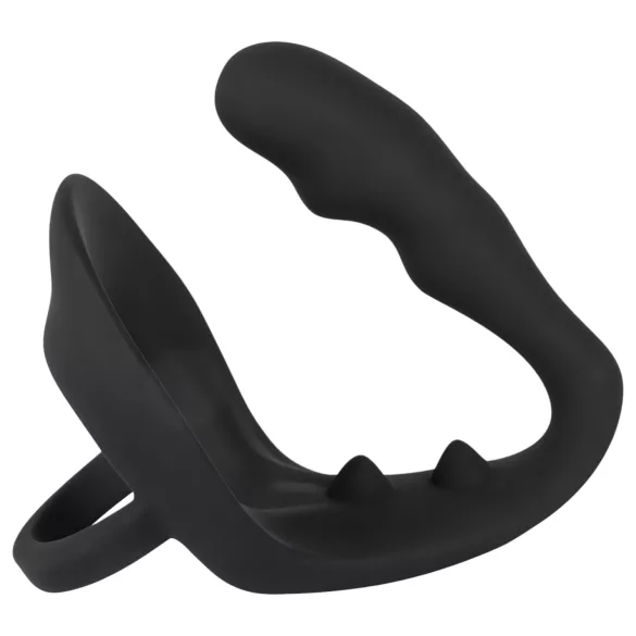Black Velvets - dildo anale con anello pene e testicoli - silicone nero