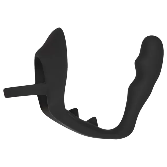 Black Velvets - dildo anale con anello pene e testicoli - silicone nero