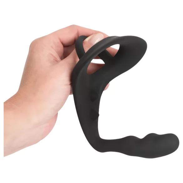 Black Velvets - dildo anale con anello pene e testicoli - silicone nero