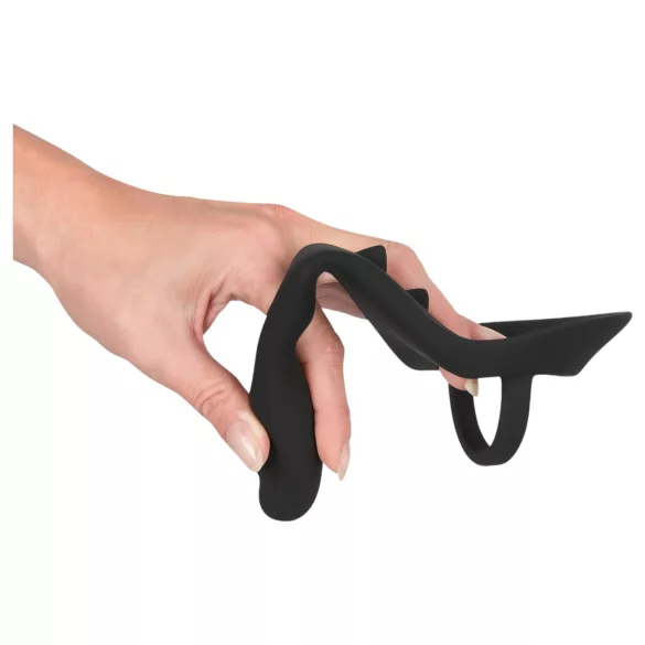 Black Velvets - dildo anale con anello pene e testicoli - silicone nero
