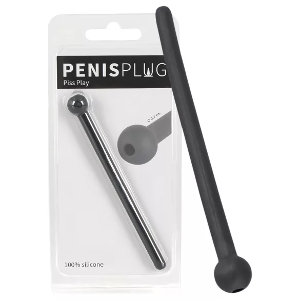 Piss Play - dilatatore uretrale cavo in silicone - nero