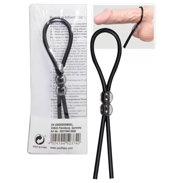 You2Toys - Anello fallico regolabile con perline - silicone nero