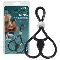   You2Toys - anello triplo regolabile per pene e testicoli - silicone nero