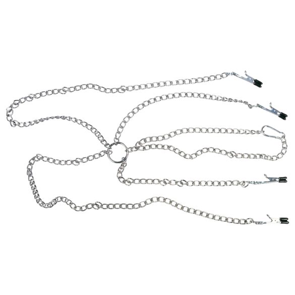 Catena erotica con clip per capezzoli per donna