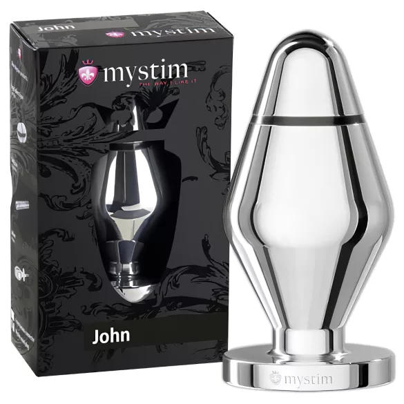 mystim Little John - plug anale elettrostimolazione - grande - argento