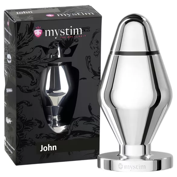mystim Little John - plug anale elettrostimolazione - grande - argento