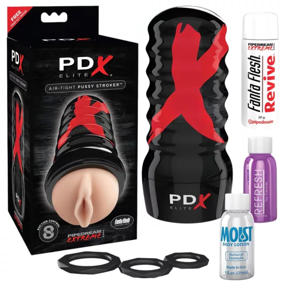 PDX Elite - masturbatore realistico uomo - effetto aspirazione manuale - carne