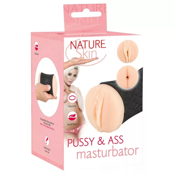 Nature Skin - masturbatore vaginale e anale - realistico - beige e nero