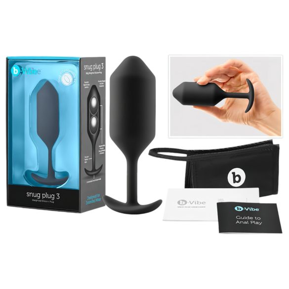 b-vibe Snug Plug 3 - doppia sfera anale (180g) - nero