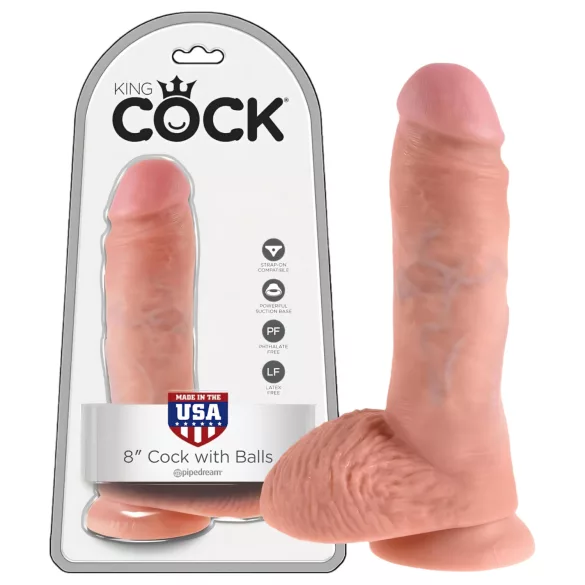 King Cock - dildo realistico con testicoli - 20 cm - colore naturale